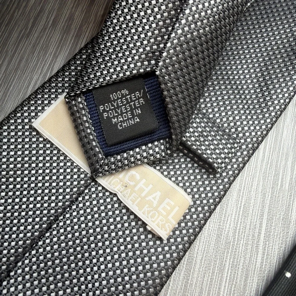 Michael Kors Silk Ties Lot 3 Mens Necktie Bundle Polka‎ Dot Gray Black Gold